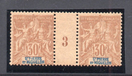 !!! ST PIERRE & MIQUELON, PAIRE DU N°67 AVEC MILLESIME 3 NEUVE ** NON COTEE - Nuevos