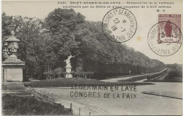 CARTE ST GERMAIN EN LAY - AFFRANCHIE N° 148 - OBLITEREE CAD CONGRES DE LA PAIX  22-7-1919 - Temporary Postmarks