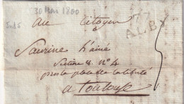 France Marque Postale - 77 / ALBY - Avec Texte - 1800 - 1801-1848: Précurseurs XIX