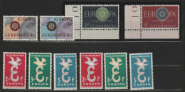 Luxemburg Posten Mit 10 Postfrischen EUROPA CEPT Marken, 1958 590-92 (2), 1960, 1967 - Sonstige & Ohne Zuordnung