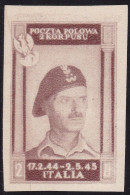 1946 CORPO POLACCO, N° 8Bb 2z. Bruno Cioccolato Chiaro CARTA SPESSA (*) - 1946-47 Corpo Polacco Period