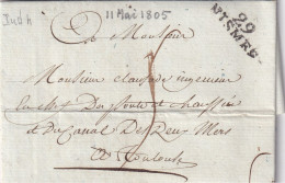 France Marque Postale - 29 / NISMES - Avec Texte - 1805 - 1801-1848: Precursors XIX