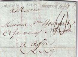 France Marque Postale - BORDEAUX 33x5 Mm - Avec Texte - 1791 - 1701-1800: Precursori XVIII