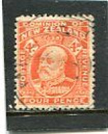 NEW ZEALAND - 1909  4d  ORANGE  KING EDWARD VII  FINE USED  SG 390 - Used Stamps