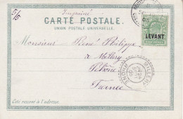 BRITISH LEVANT 1905  Postcard Sent  From Constantinople To Millery Rhone - Levante Británica