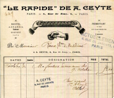 FACTURE.PARIS.NOUVEL APPAREIL CACHETEUR " LE RAPIDE " DE A. CEYTE 8 RUE JOUY. - Chemist's (drugstore) & Perfumery