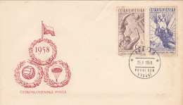 VOLLEYBALL, PARACHUTTING, SPORTS, COVER FDC, 1958, CZECHOSLOVAKIA - Paracaidismo