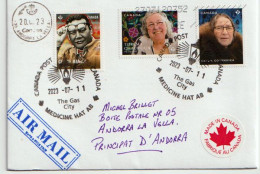 2023 Canada Indigenous Leaders:Thelma Chalifoux,Nellie Cournoyea,George Manuel.Letter From Alberta To Andorra - Cartas & Documentos