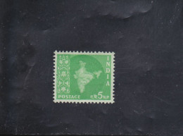CARTE DE L'INDE 5 NP VERT VIF NEUF ** DENT. 14X14.75  N°74 YVERT ET TELLIER 1957-58 - Unused Stamps