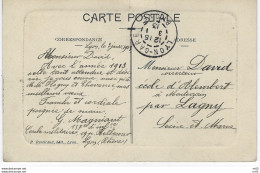 Carte Voeux 1913 Du Cercle Militaire De Lyon Vers Ecole D'Alembert A Montevrain Par Lagny TAD " LYON GARE - Rhone " - Altri & Non Classificati