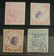 India, Bussahir State 3 Stamps Are On Laid Paper - Bussahir