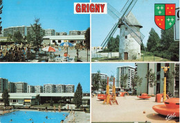 91 Grigny Multi Vues Le Jardin De La Piscine Moulin à Vent Jardin D' Enfants CPM Immeubles Immeuble - Grigny