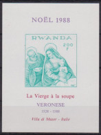 1988-Rwanda-Christmas, Miniature Sheet With One Stamp-MNH. - Unused Stamps