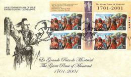 2001 The 1701 Great Peace Of Montreal Between The French Settlers And Indian Nations UR Plate Block Of 4 - 2001-2010