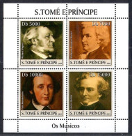 St. Thomas & Prince Island 2004 Composer Souvenir Sheet Of 4  MNH - Musique