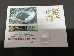 21-7-2023 (3 S 1) FIFA Women's Football World Cup Match 1 (Australia Stamp + Coin) New Zealand (1) V Norway (0) - 2 Dollars