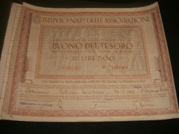 BUONO DEL TESORO EMISSIONE 1942 ISTITUTO NAZIONALE DELLE ASSICURAZIONI - Banque & Assurance