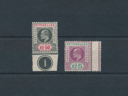 1903 Seychelles - SG 55/56 - Edward VII , Plate Number , VMK Crown CA Perforate 14 , MNH** - Autres & Non Classés