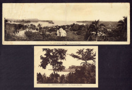 LOT 2 CPA NOUVELLES HEBRIDES - VUE ET PANORAMA PORT VILA - DOUBLE CARTE PANORAMIQUE PLIS A GAUCHE - Vanuatu