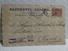 Cartolina SACCHETTI CESARE Negoziante Cesena Porta Federico Comandini 1904 - Magasins