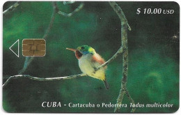 Cuba - Etecsa (Chip) - Birds - Cartacuba O Pedorrera Todus Multicolor, 01.2000, 10$, 30.000ex, Used - Cuba