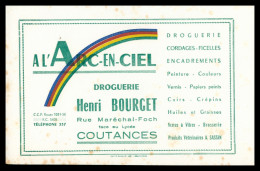 * Buvard - A L'ARC EN CIEL - DROGUERIE HENRI BOURGET - Rue Maréchal Foch - COUTANCES - Peinture Huiles Vernis - Vernici