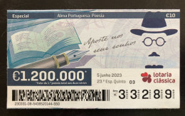 112 G, 1 X Lottery Ticket, Portugal, « Alma Portuguesa »,  « Portuguese Soul », « Poetry », « Fernando Pessoa », 2023 - Billetes De Lotería