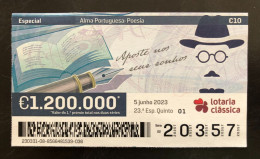 112 G, 1 X Lottery Ticket, Portugal, « Alma Portuguesa »,  « Portuguese Soul », « Poetry », « Fernando Pessoa », 2023 - Billetes De Lotería