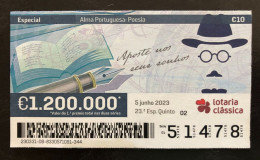 112 G, 1 X Lottery Ticket, Portugal, « Alma Portuguesa »,  « Portuguese Soul », « Poetry », « Fernando Pessoa », 2023 - Billetes De Lotería