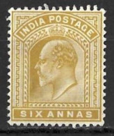 INDIA.....KING EDWARD VII...(1901-10..)....6a......SG132....BENT........MH.... - 1902-11  Edward VII