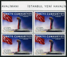 Türkiye 2018 Mi 4460 MNH New Airport Of Istanbul, Air Traffic Control Tower, Flag [Block Of 4] - Unused Stamps