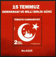 Türkiye 2018 Mi 4446 MNH Map Of Türkiye | Day Of Democracy And National Unity, Flags, Maps - Blocs-feuillets