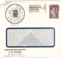 1958 EXPOSITION UNIVERSELLE BRUXELLES ANNULLO TARGHETTA LETTERA PER ITALIA - Flammes