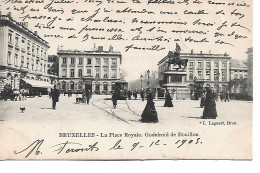 CP Bruxelles Place Royale Godefroid De Bouillon. Animée 1903 .M. Feront à Julie Servais Wasseiges - Places, Squares