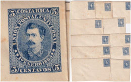 ENTIER. STATIONERY. COSTA RICA. 5 CENTAVOS. UNION POSTAL UNIVERSAL. 1883. LOT 11 ENVELOPPES  79mm X 137mm - Collections (sans Albums)