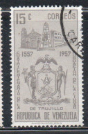 VENEZUELA 1959 COAT OF ARMS TRUJILLO HOTEL AND BOLIVAR MONUMENT 15c USED USATO OBLITERE' - Venezuela