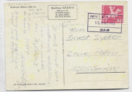 HELVETIA SUISSE 20C GRIFFE 6378 SGA 15 MAI 1969 GAIS CARTE GASTHAUS TO GENEVE - Chemins De Fer