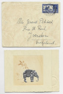 INDIA 3A SOLO LETTER COVER CALCUTTA 1938+  CARD DOUBLE ELEPHANT TO SUISSE - 1936-47 Roi Georges VI