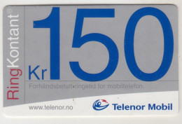NORWAY - Telenor 150, Telenor Mobile Refill 150 Kr, Used - Norvège