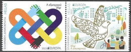 Greece Griechenland Grèce 2023 Europa CEPT Peace Set Of 2 Stamps In Strip Type II Mint - Neufs