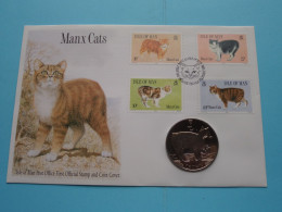 1 Crown ( Island Of MAN Manx CAT ) 1988 UNC ( See SCANS ) Numisbrief ( Can Be Send Without Or Folded Letter ) ! - Île De  Man