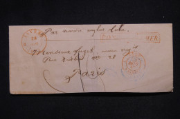 URUGUAY - Lettre De Montevideo Pour Paris En 1847 Par Navire "Cuba" Via Anvers - L 145170 - Uruguay