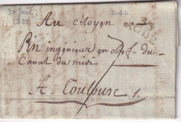 France Marque Postale - 33 / AGDE - Avec Texte - 1800 - 1801-1848: Precursori XIX