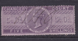 GB Revenues Chancery Court 5/-  Deep Lilac On Glossy Paper Some Cut Perfs - Fiscales