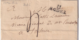 France Marque Postale - 11 / RODEZ - Avec Texte - 1826 - 1801-1848: Précurseurs XIX