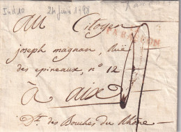 France Marque Postale - 12 / TARASCON En Rouge - Avec Texte - 1798 - 1701-1800: Precursori XVIII