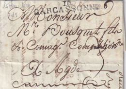 France Marque Postale - 10 / CARCASSONNE - Avec Texte - 1804 - 1801-1848: Vorläufer XIX