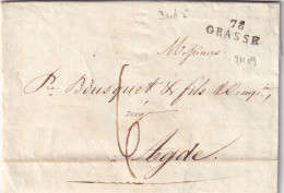 France Marque Postale - 78 / GRASSE - Avec Texte - 1826 - 1801-1848: Precursors XIX