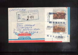 Venezuela 1989 Interesting Airmail Registered Letter To Germany - Venezuela