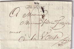 France Marque Postale - 37 / GRENOBLE - Avec Texte - 1823 - 1801-1848: Précurseurs XIX